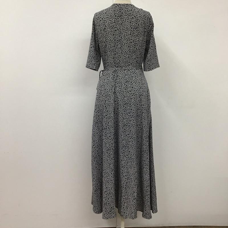メゾンドリーファー MAISON DE REEFUR ワンピース ロングスカート EOE-68560-B 半袖 カシュクール タグ付き 38 花柄 紺 / ネイビー /  レディース USED 古着 中古 10114028