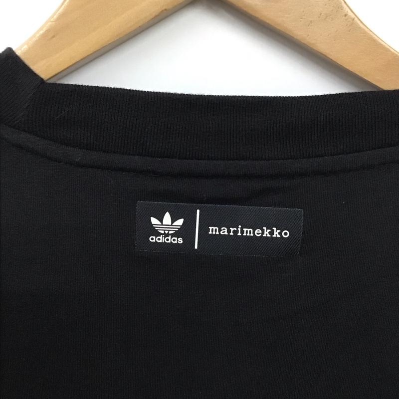 アディダス adidas ワンピース ミニスカート H20487 マリメッコ ブラック Tドレス ロングTシャツ ワンピース marimekko M ロゴ、文字 X プリント 黒 / ブラック /  レディース USED 古着 中古 10131671
