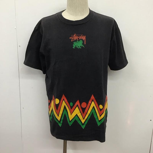 ステューシー STUSSY Tシャツ 半袖 クルーネック 80年代 ラスタライン L ロゴ、文字 黒 / ブラック / X 赤 / レッド / X 橙 / オレンジ / X 緑 / グリーン /  メンズ USED 古着 中古 10107638