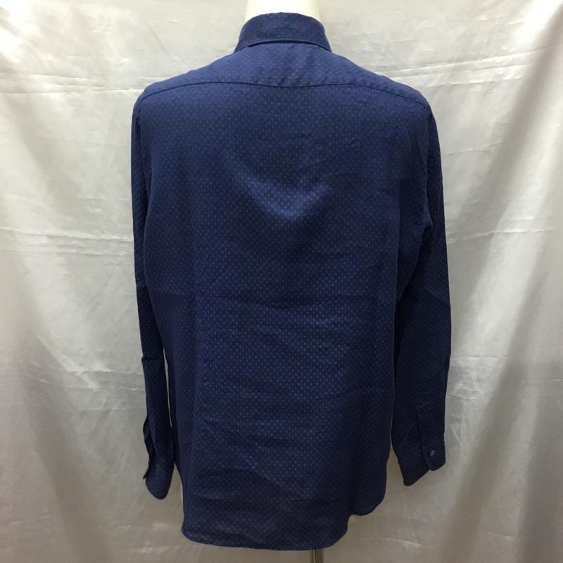 カマクラシャツ 鎌倉シャツ シャツ、ブラウス 長袖 長袖シャツ カラーシャツ ポケットシャツ 長袖カットソー L 総柄 紺 / ネイビー /  メンズ USED 古着 中古 10119402