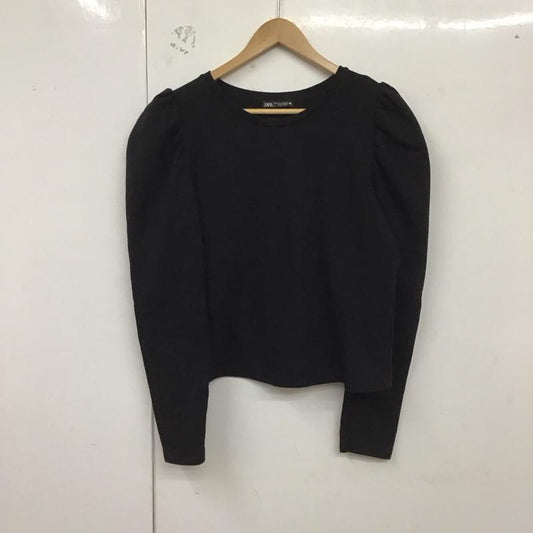 ザラ ZARA トレーナー 長袖 長袖トレーナー スウェット クルーネック プルオーバー L 無地 黒 / ブラック /  レディース USED 古着 中古 10129759