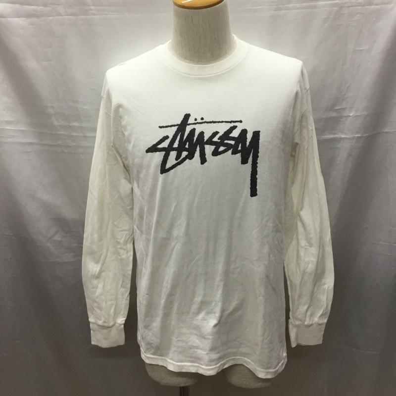 ステューシー STUSSY カットソー 長袖 長袖カットソー クルーネックカットソー ロングスリーブカットソー プリントTシャツ S ロゴ、文字 白 / ホワイト /  メンズ USED 古着 中古 10116588