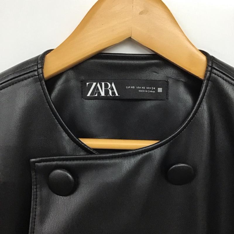ザラ ZARA ジャケット、上着 ジャケット、ブレザー フェイクレザージャケット アウター ノーカラー XS 無地 黒 / ブラック /  レディース USED 古着 中古 10143713