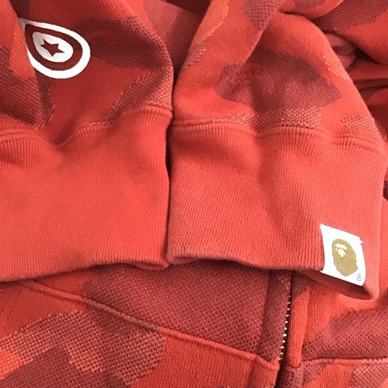 アベイシングエイプ A BATHING APE パーカー 長袖 ジップアップパーカー 長袖パーカー フード付きパーカー 総柄 赤 / レッド /  メンズ USED 古着 中古 10107434