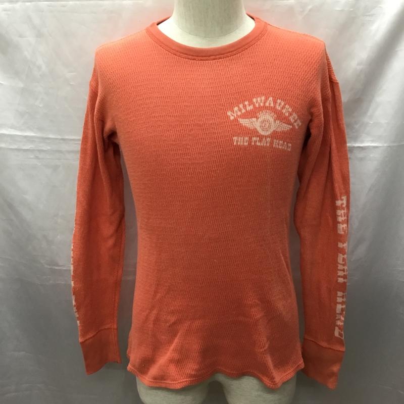フラットヘッド FLATHEAD カットソー 長袖 長袖カットソー クルーネックカットソー ロングスリーブカットソー プリントTシャツ 40 ロゴ、文字 橙 / オレンジ /  メンズ USED 古着 中古 10115229