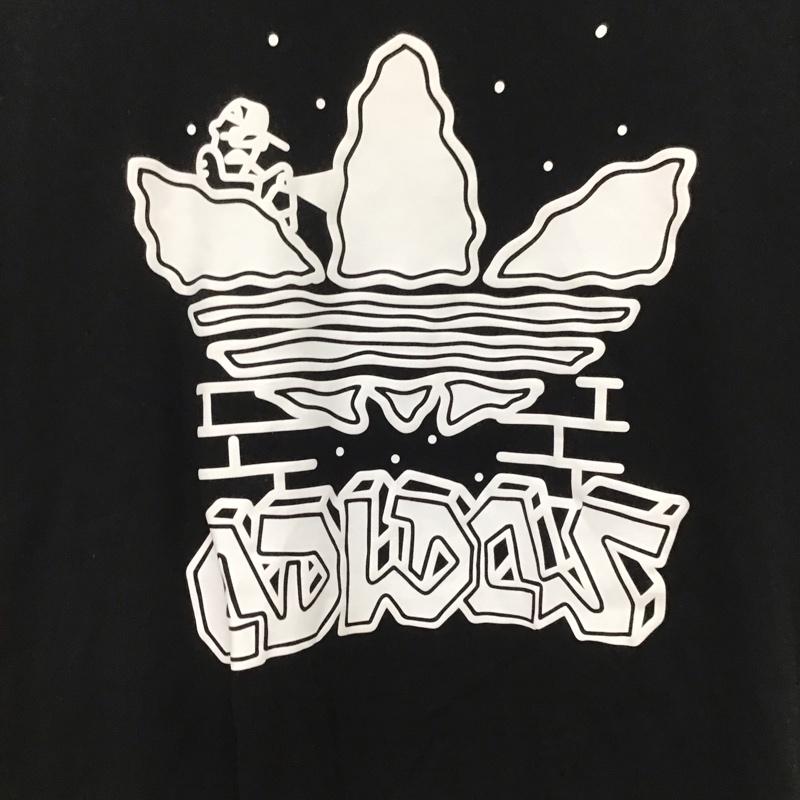 アディダス adidas Tシャツ 半袖 半袖カットソー プリントTシャツ クルーネックカットソー ロゴ、文字 黒 / ブラック /  メンズ USED 古着 中古 10135849