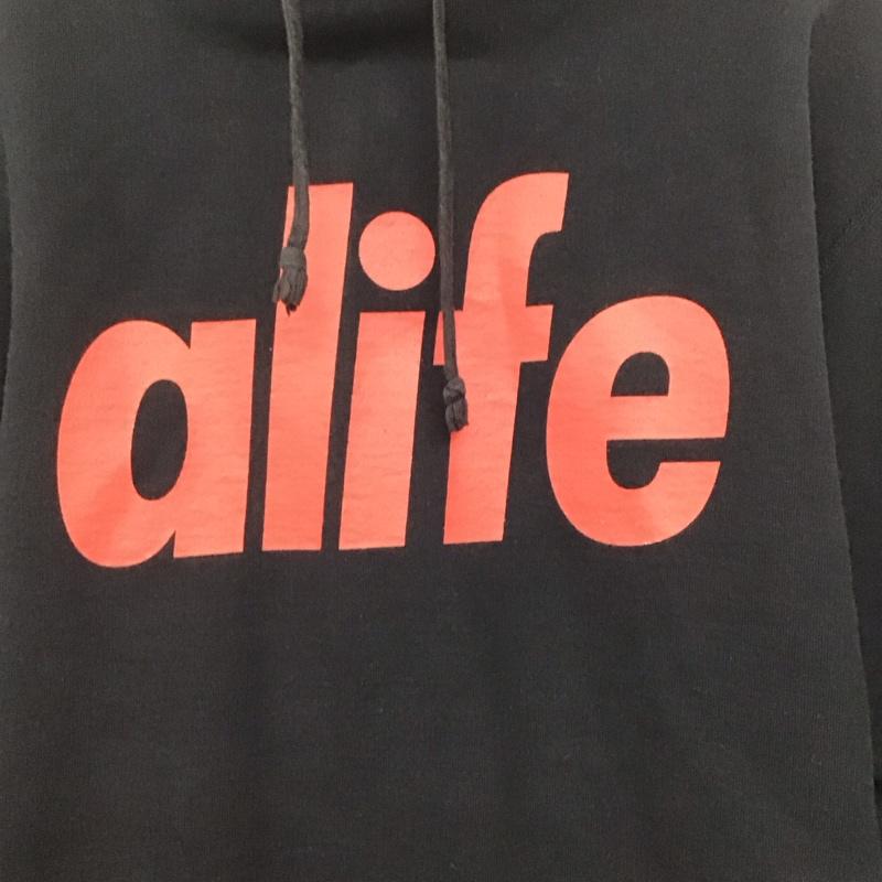 エーライフ ALIFE パーカー 長袖 長袖パーカー プルオーバーパーカー スウェット L ロゴ、文字 黒 / ブラック /  メンズ USED 古着 中古 10146468