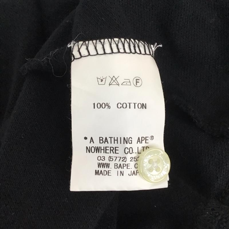 アベイシングエイプ A BATHING APE ポロシャツ 半袖 半袖ポロシャツ カラーシャツカットソー 半袖カットソー M ロゴ、文字 黒 / ブラック /  メンズ USED 古着 中古 10112085