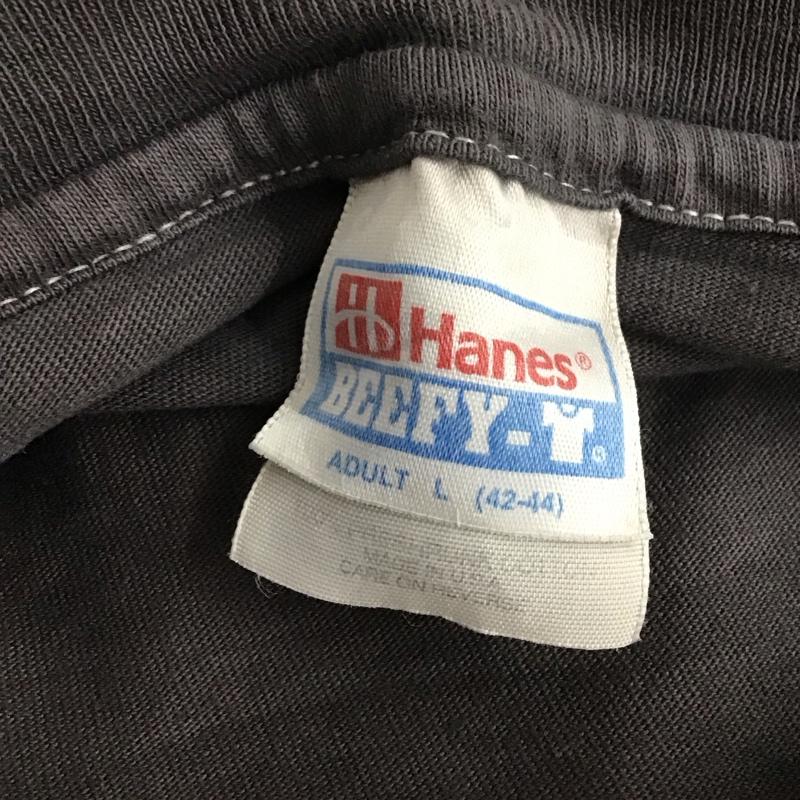 ヘインズ HANES Tシャツ 半袖 半袖カットソー プリントTシャツ クルーネックカットソー L プリント 黒 / ブラック /  メンズ USED 古着 中古 10140967