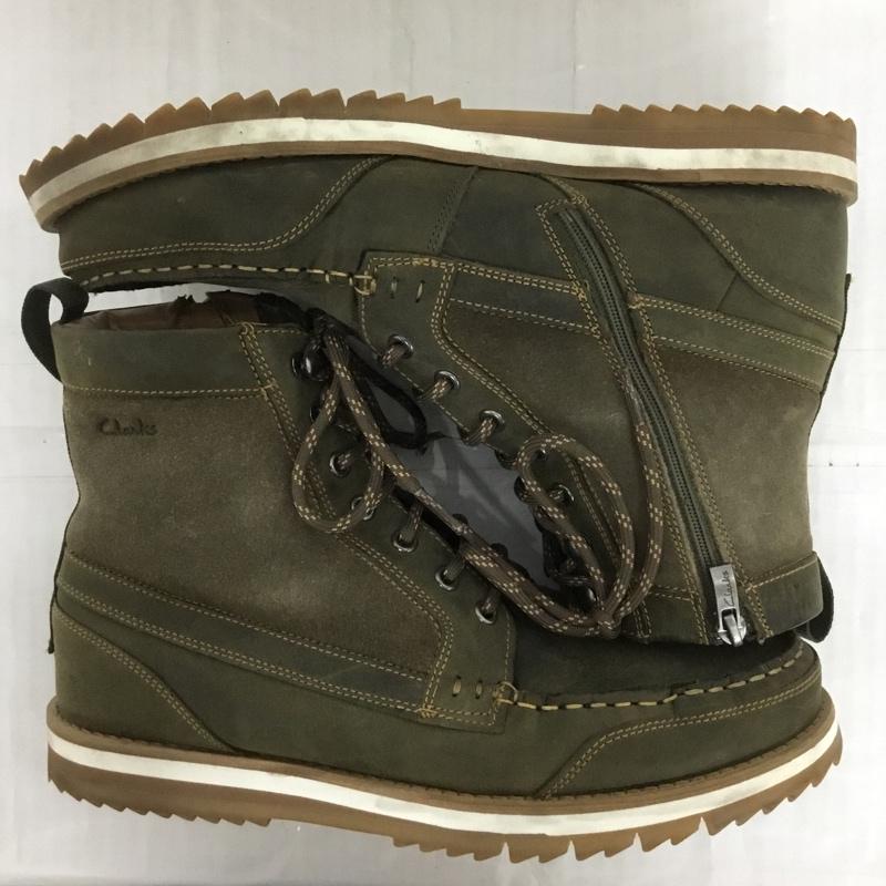 クラークス Clarks ブーツ ショートブーツ 61384438 レースアップブーツ ファスナー UK8 US：9 ロゴ、文字 カーキ / カーキ /  メンズ USED 古着 中古 10124189