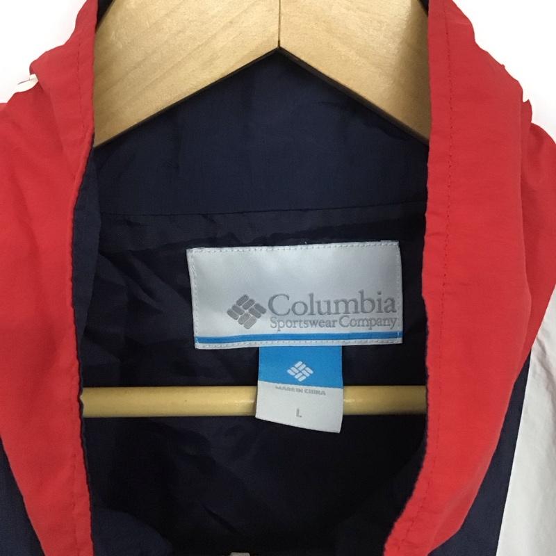 コロンビア Columbia ジャケット、上着 ジャンパー、ブルゾン 218 pm3403 ナイロンジャケット ジップアップジャケット アウター L ロゴ、文字 白 / ホワイト / X 赤 / レッド / X 紺 / ネイビー /  メンズ USED 古着 中古 10132330