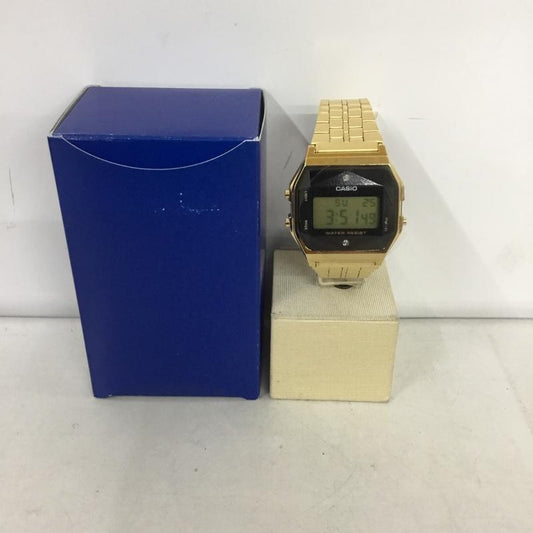 カシオ CASIO 腕時計 デジタル A159WGE 箱有 チープカシオ ロゴ、文字 金 / ゴールド /  メンズ USED 古着 中古 10135148