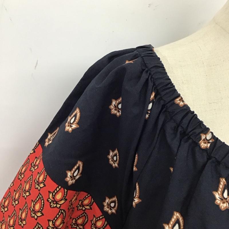 アズールバイマウジー AZUL BY MOUSSY ワンピース ひざ丈スカート 250ASS33-J067 オフショルダー 半袖 S 総柄 赤 / レッド / X 紺 / ネイビー /  レディース USED 古着 中古 10115305