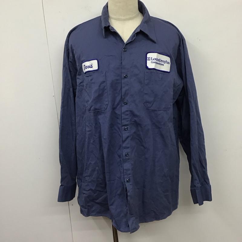 レッドキャップ RED KAP シャツ、ブラウス 長袖 長袖シャツ カラーシャツ ポケットシャツ 長袖カットソー XXL ロゴ、文字 青 / ブルー /  メンズ USED 古着 中古 10124660