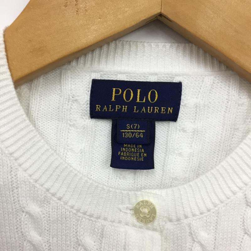ポロラルフローレン POLO RALPH LAUREN カーディガン 長袖 長袖カーディガン 長袖カットソー ノーカラージャケット 前開カーディガン S ロゴ、文字 白 / ホワイト /  ガールズ USED 古着 中古 10116540