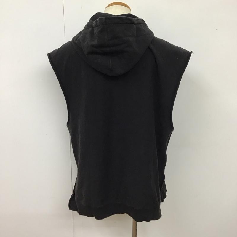 ネーム Name. パーカー 半袖 ノースリーブパーカー スウェットパーカー ジップネック 1 無地 黒 / ブラック /  メンズ USED 古着 中古 10113907