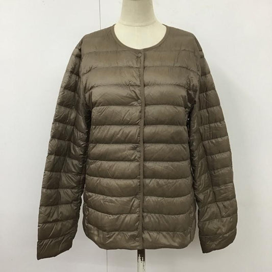 ユニクロ UNIQLO ジャケット、上着 ジャケット、ブレザー 211-400717 ノーカラーウルトラライトダウン ダウンジャケット XL 無地 茶 / ブラウン /  レディース USED 古着 中古 10118006