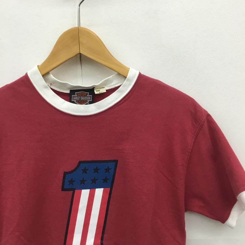 ハーレーダビッドソン Harley-Davidson Tシャツ 半袖 リンガーTシャツ L プリント 白 / ホワイト / X 赤 / レッド / X 青 / ブルー / X 黒 / ブラック /  メンズ USED 古着 中古 10128855