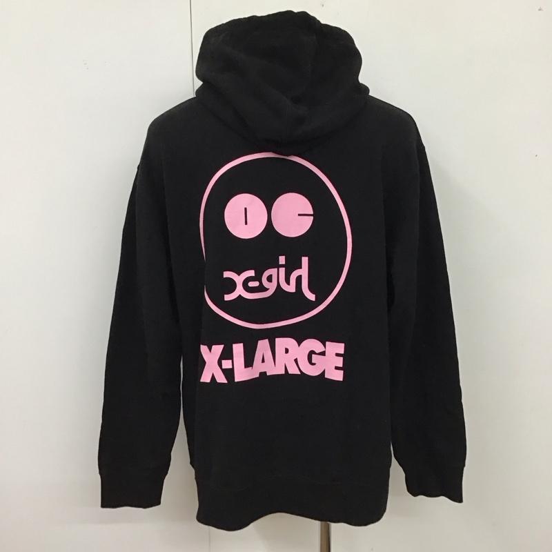 オープニング セレモニー OPENING CEREMONY パーカー 長袖 05184223 X-girl パーカー プルオーバー X-LARGE L ロゴ、文字 黒 / ブラック / X 桃 / ピンク /  メンズ USED 古着 中古 10117973