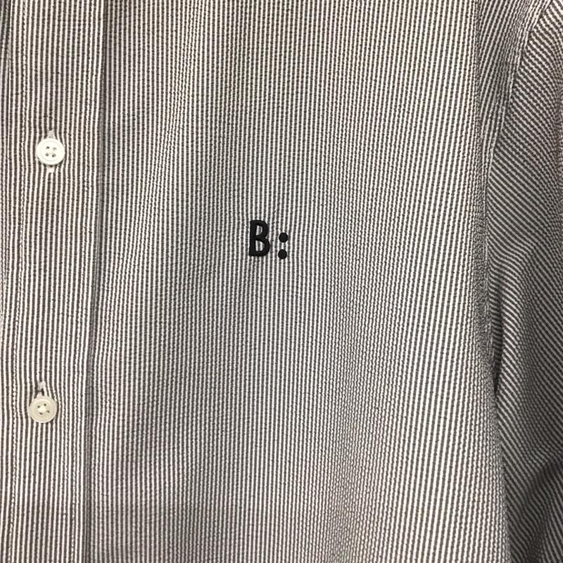 ビーミング バイ ビームス B:MING by BEAMS シャツ、ブラウス 長袖 長袖シャツ ストライプシャツ ノーカラーシャツ ストレッチ L ストライプ 白 / ホワイト / X 灰 / グレー /  メンズ USED 古着 中古 10139527
