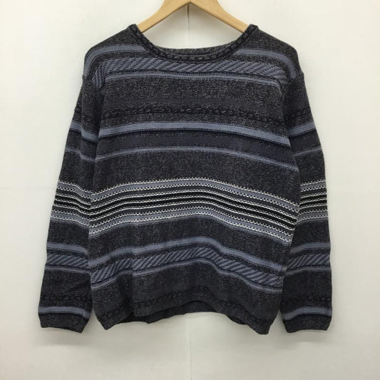 エディーバウアー Eddie Bauer ニット、セーター 長袖 L ボーダー柄 青 / ブルー / X 紺 / ネイビー /  メンズ USED 古着 中古 10138283
