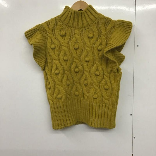 ザラ ZARA ニット、セーター 半袖 S 無地 マスタード / マスタード /  レディース USED 古着 中古 10142887