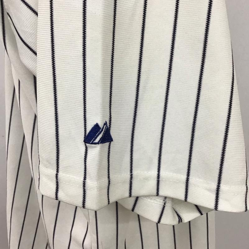 マジェスティック MAJESTIC シャツ、ブラウス 半袖 半袖シャツ ノーカラーシャツ 半袖カットソー ストライプシャツ ロゴ、文字 白 / ホワイト /  メンズ USED 古着 中古 10119132