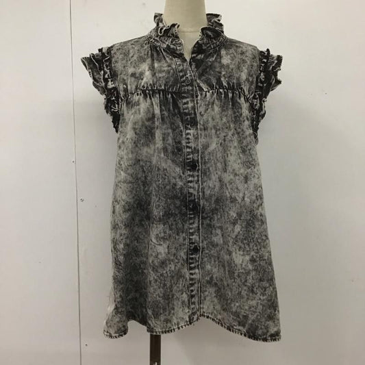 マウジー MOUSSY トップス トップス 010DAG11-5410 DENIM RUFFLE BLOUSE デニムブラウス ノースリーブ FREE 無地 黒 / ブラック /  レディース USED 古着 中古 10106988