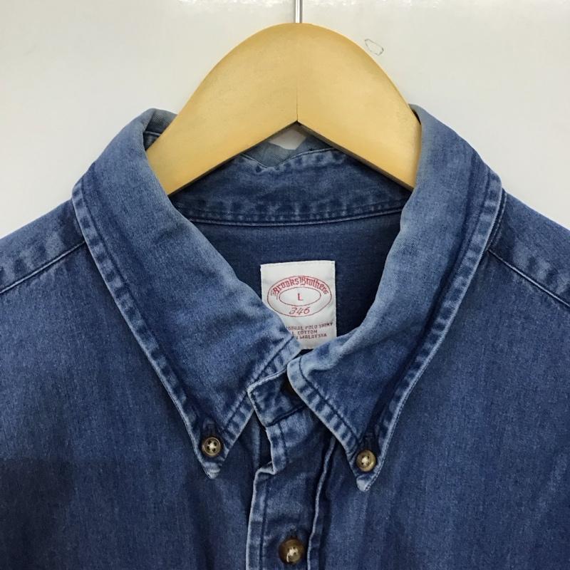 ブルックスブラザーズ BROOKS BROTHERS シャツ、ブラウス 長袖 長袖シャツ 無地シャツ カラーシャツ デニムシャツ L ロゴ、文字 インディゴ / インディゴ /  メンズ USED 古着 中古 10150045