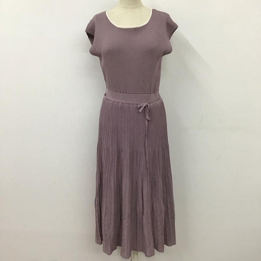 インデックス index ワンピース ロングスカート C58-53006 レーヨンナイロン フレンチスリーブ ニットワンピース L 無地 紫 / パープル /  レディース USED 古着 中古 10115866