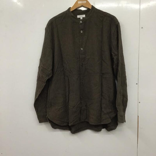 ビューティアンドユースユナイテッドアローズ BEAUTY&YOUTH UNITED ARROWS シャツ、ブラウス 長袖 長袖シャツ ストライプシャツ ノーカラーシャツ L ストライプ 茶 / ブラウン /  メンズ USED 古着 中古 10138410