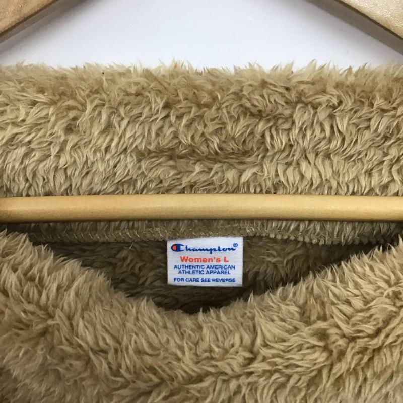 チャンピオン Champion ニット、セーター 長袖 CW-N606 クルーネックフリースジャケット プルオーバー L ワンポイント キャメル / キャメル /  レディース USED 古着 中古 10143802