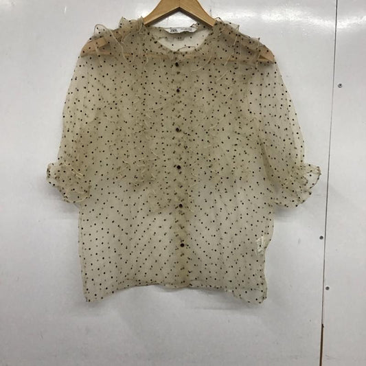 ザラ ZARA シャツ、ブラウス 半袖 半袖シャツ シアーシャツ ドットノーカラーシャツ S ドット マルチカラー / マルチカラー /  レディース USED 古着 中古 10136785