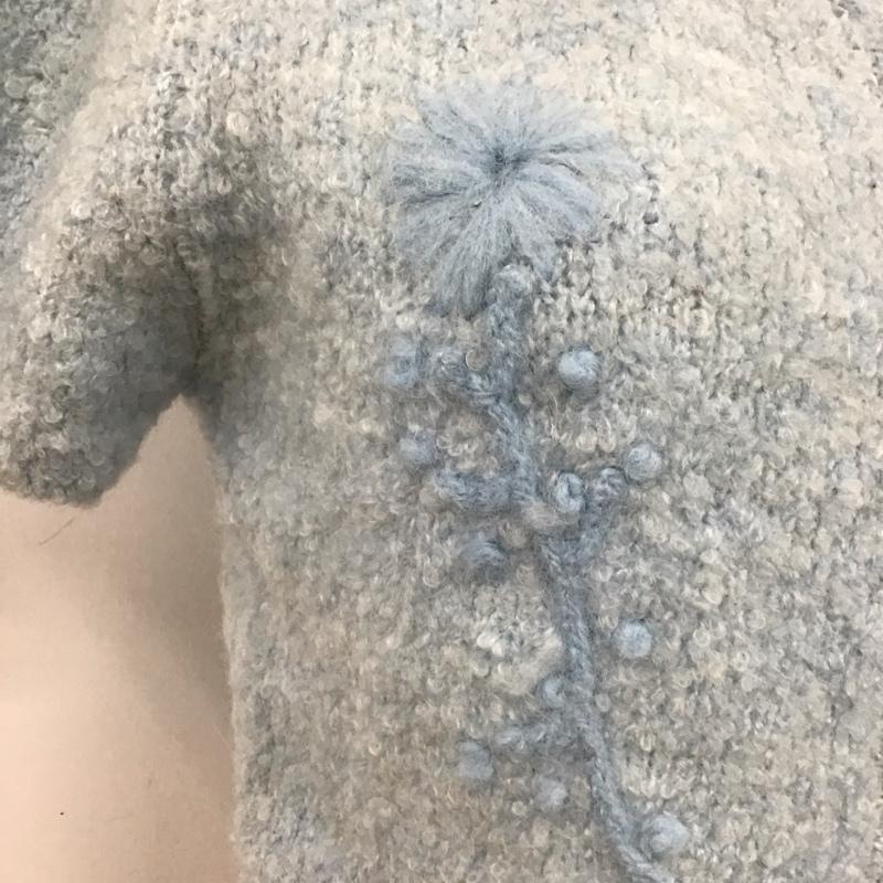 ザラ ZARA カーディガン 半袖 半袖ニットカーディガン 前開き S 刺繍 青 / ブルー /  レディース USED 古着 中古 10118528