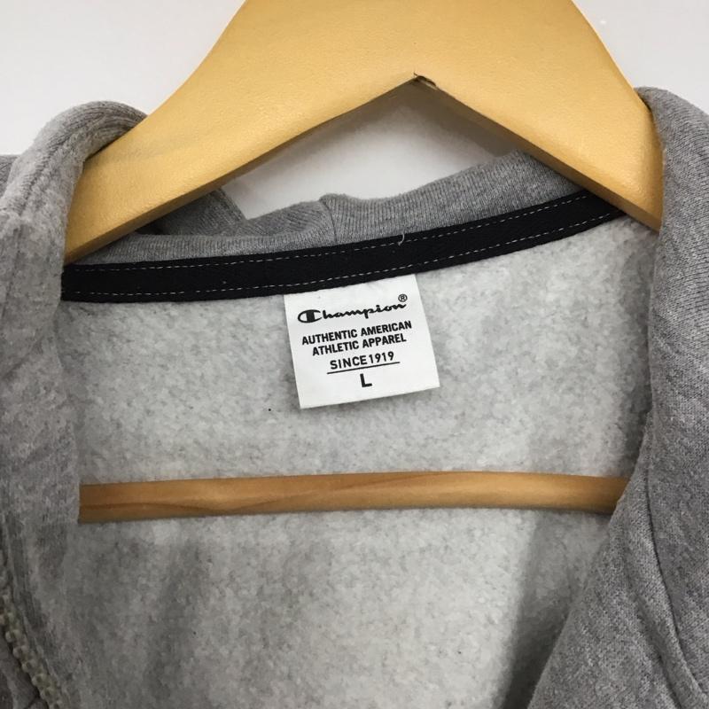 チャンピオン Champion パーカー 長袖 ジップアップパーカー 長袖パーカー カジュアルジャケット L ロゴ、文字 灰 / グレー /  メンズ USED 古着 中古 10146018