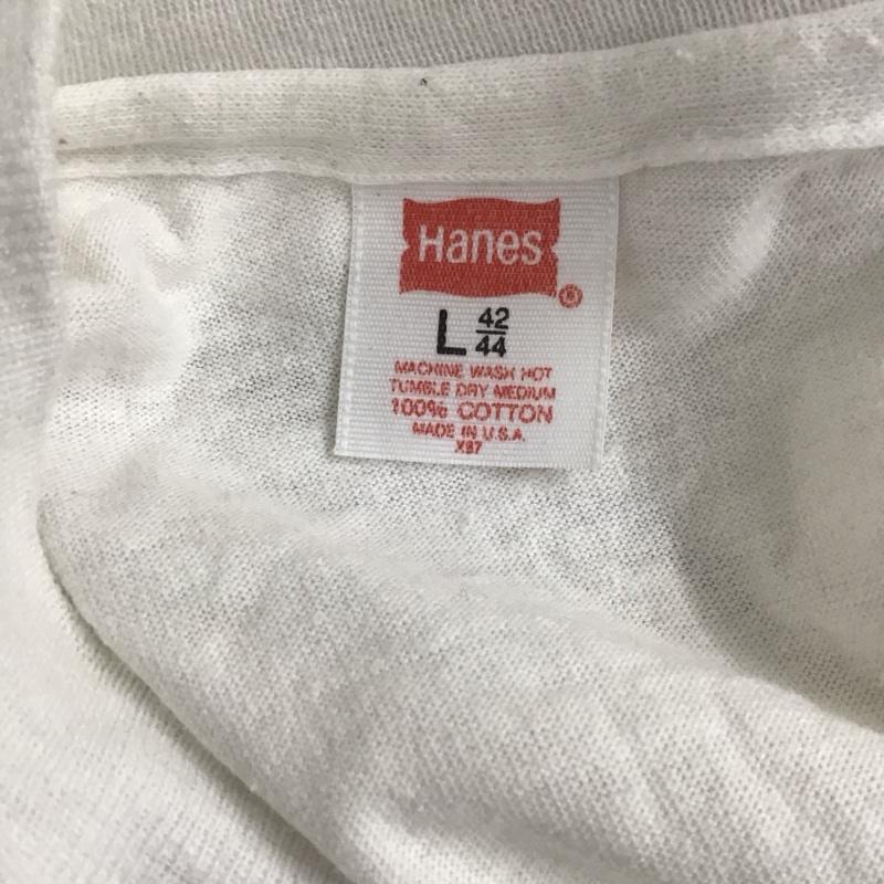 ヘインズ HANES Tシャツ 半袖 半袖カットソー プリントTシャツ クルーネックカットソー 80s L プリント 白 / ホワイト /  メンズ USED 古着 中古 10107009