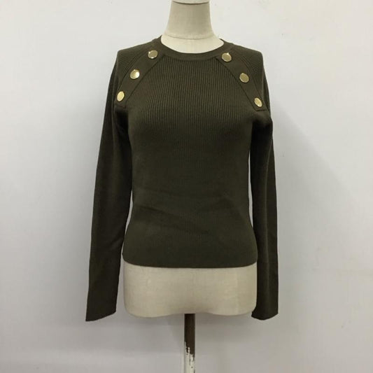ザラ ZARA ニット、セーター 長袖 長袖ニットカットソー セーター クルーネック S 無地 カーキ / カーキ /  レディース USED 古着 中古 10118515