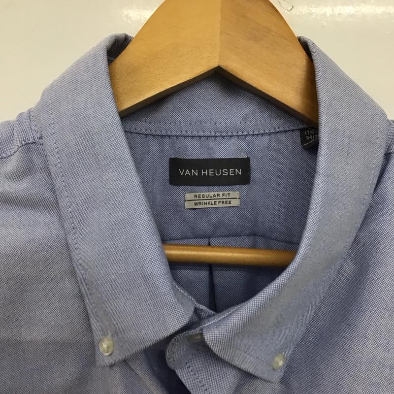 ウ゛ァンヒューゼン VANHEUSEN シャツ、ブラウス 長袖 長袖シャツ 無地シャツ カラーシャツ ボタンダウンシャツ XL ロゴ、文字 水色 / ライトブルー /  メンズ USED 古着 中古 10147020