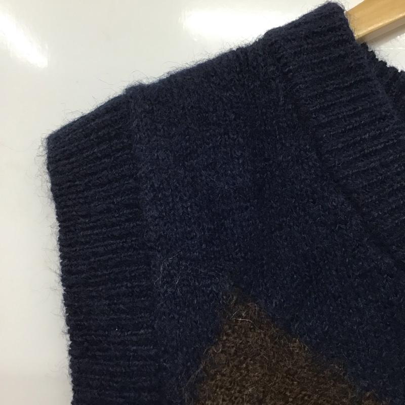 ザラ ZARA ベスト ベスト ニットベスト ノースリーブカットソー プルオーバー M プリント 紺 / ネイビー /  レディース USED 古着 中古 10145171