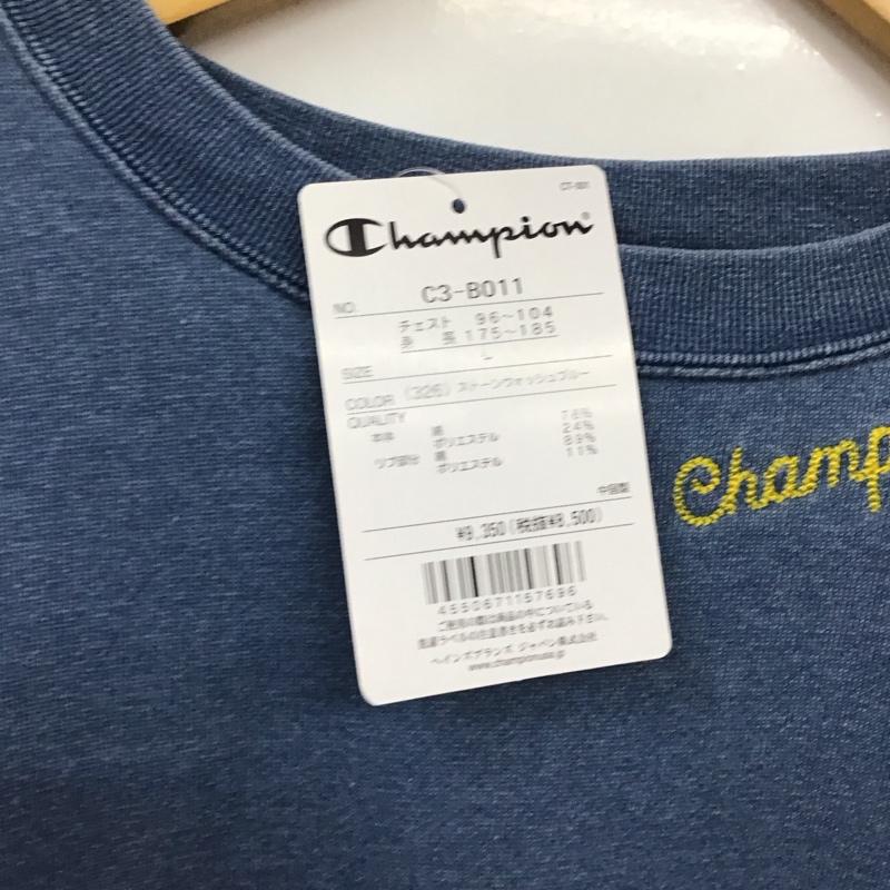チャンピオン Champion カットソー 半袖 c3-b011 ショートスリーブスウェットシャツ クルーネックカットソー L ロゴ、文字 インディゴ / インディゴ /  メンズ USED 古着 中古 10131244