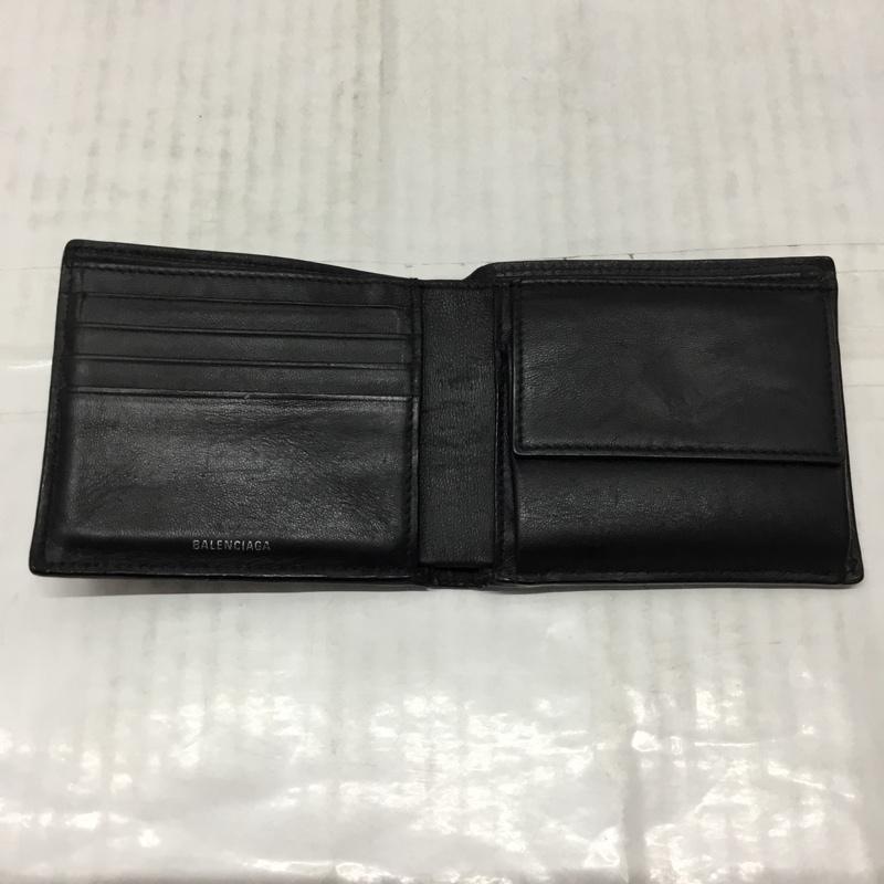 バレンシアガ BALENCIAGA 財布 二つ折り 487435 レザー 箱有 ロゴ、文字 黒 / ブラック /  メンズ USED 古着 中古 10113528