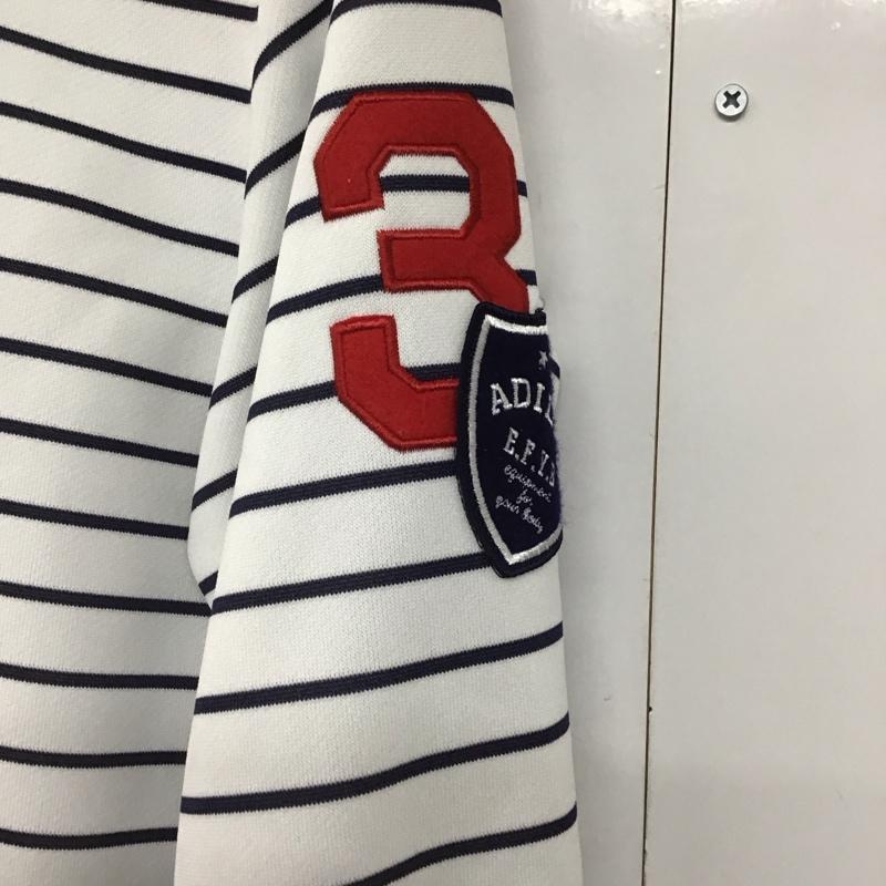 アディダス adidas パーカー 長袖 af8669 ジップアップパーカー ゴルフウェア ボーダー柄 白 / ホワイト / X 紺 / ネイビー /  レディース USED 古着 中古 10142390