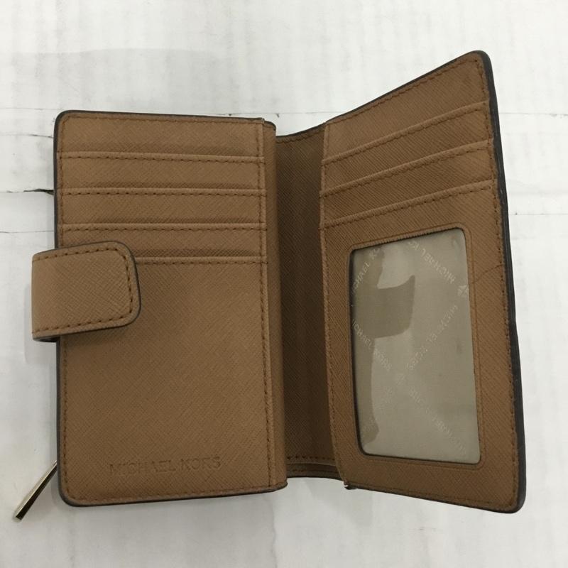 マイケルコース MICHAEL KORS 財布 二つ折り 35F8GTVF28 L字ファスナー ロゴ、文字 白 / ホワイト / X 茶 / ブラウン /  レディース USED 古着 中古 10109905