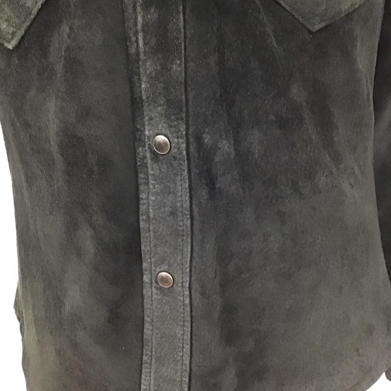 ヒューストン HOUSTON シャツ、ブラウス 長袖 レザーシャツ 豚革 M 無地 黒 / ブラック /  メンズ USED 古着 中古 10111195