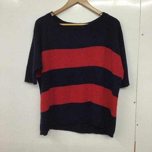 トミーヒルフィガー TOMMY HILFIGER ニット、セーター 半袖 M 無地 赤 / レッド / X 紺 / ネイビー /  レディース USED 古着 中古 10132219