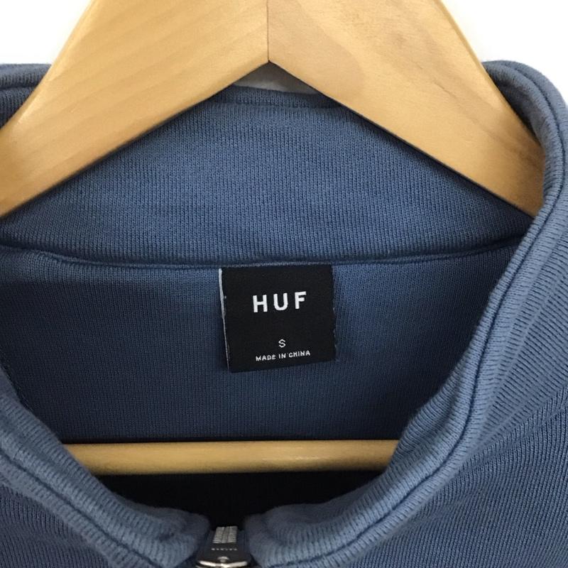 ハフ HUF トレーナー 長袖 長袖トレーナー スウェット ジップアップネック プルオーバー S ロゴ、文字 水色 / ライトブルー /  メンズ USED 古着 中古 10142354