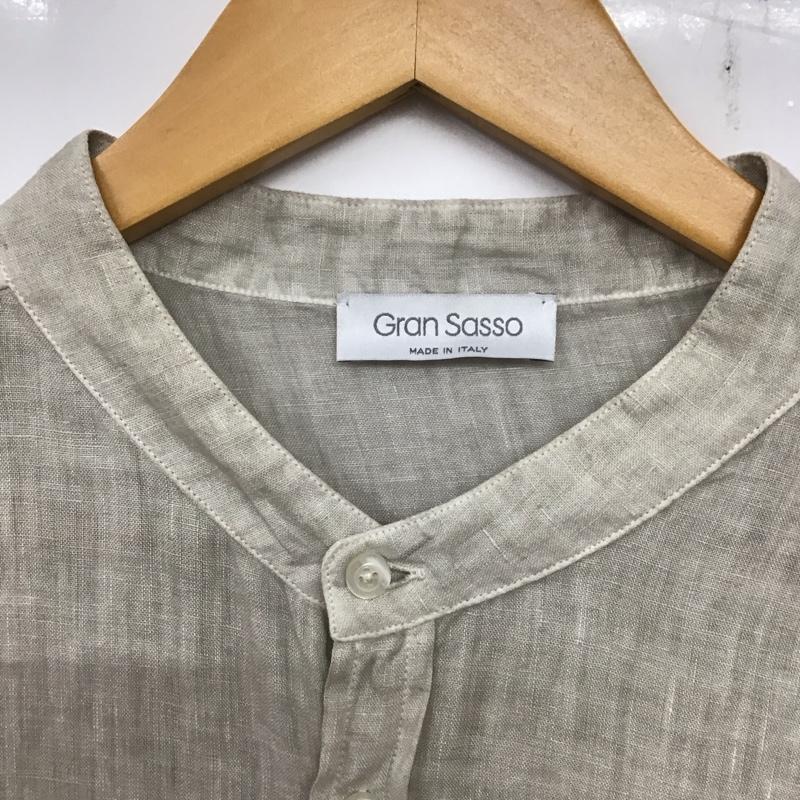 グランサッソ Gran Sasso シャツ、ブラウス 長袖 長袖シャツ 無地シャツ ノーカラーシャツ 無地 ベージュ / ベージュ /  メンズ USED 古着 中古 10137967