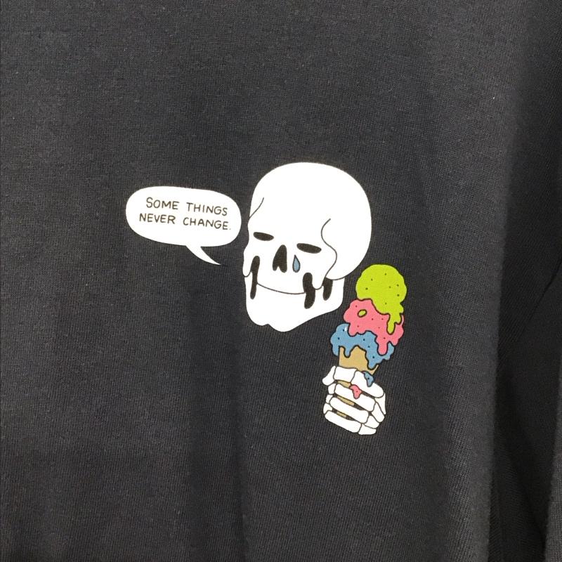 ザラ ZARA カットソー 長袖 長袖カットソー 無地カットソー クルーネック L プリント 紺 / ネイビー /  メンズ USED 古着 中古 10130089