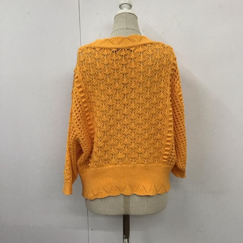 ザラ ZARA カーディガン 七分袖 3991 035 643 透かし編み ボレロ M 無地 橙 / オレンジ /  レディース USED 古着 中古 10119603