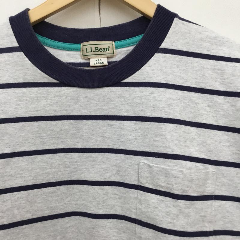 エルエルビーン L.L.Bean Tシャツ 半袖 L ボーダー柄 灰 / グレー / X 紺 / ネイビー /  メンズ USED 古着 中古 10145807